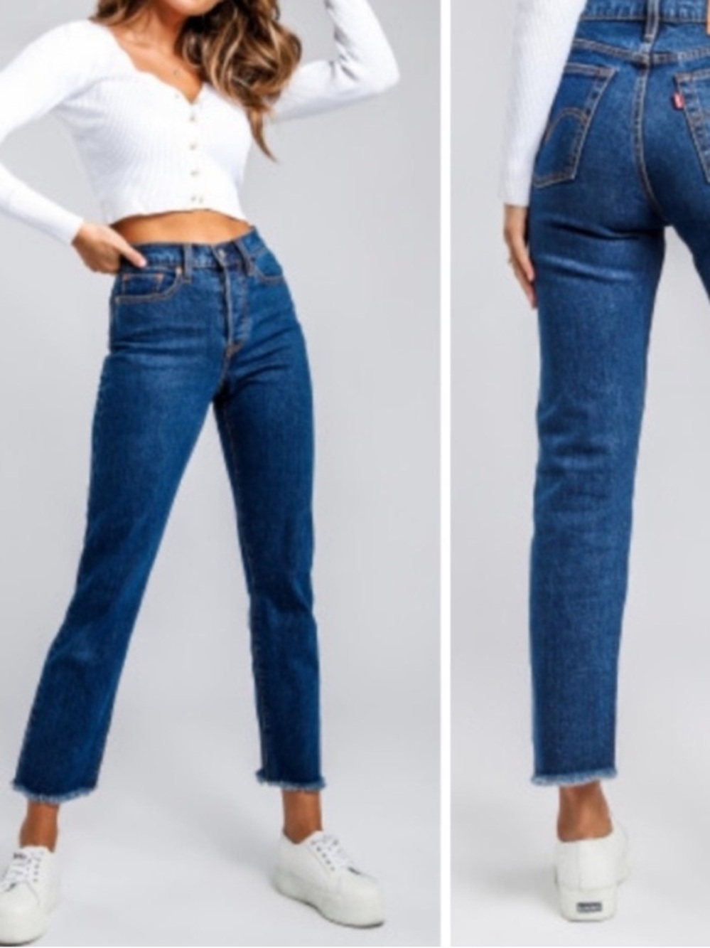Levis 501 High Rise Raw Hem Jean